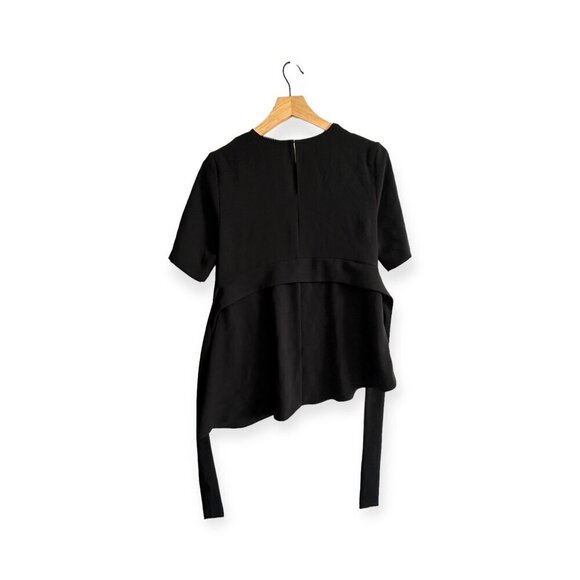 ZARA WOMAN V NECK Belted Asymmetrical blouse top, Black, Size S - Picture 11 of 14